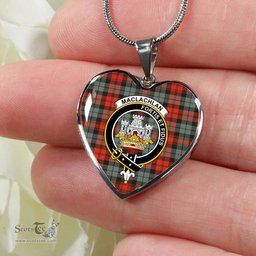 MacLachlan Weathered Scottish Clan Heart Necklacemother's day gifts, gifts for mom, best gift for girlfriend, Tartan Heart Necklace Jewelry, Gold Heart Necklace, Silver Heart Necklace, Plaid Heart Necklace