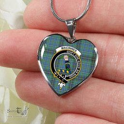 MacInnes Ancient Scottish Clan Heart Necklacemother's day gifts, gifts for mom, best gift for girlfriend, Tartan Heart Necklace Jewelry, Gold Heart Necklace, Silver Heart Necklace, Plaid Heart Necklace