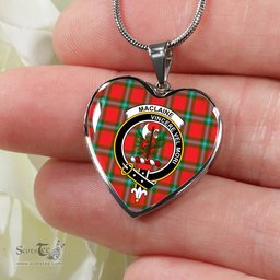 MacLaine Of Lochbuie Scottish Clan Heart Necklacemother's day gifts, gifts for mom, best gift for girlfriend, Tartan Heart Necklace Jewelry, Gold Heart Necklace, Silver Heart Necklace, Plaid Heart Necklace