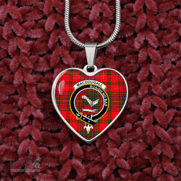 Scotstee Shop - MacDougall Modern Clan Tartan Heart Necklace Jewelry, Gold Heart Necklace, Silver Heart Necklace