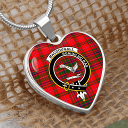 Scotstee Shop - MacDougall Modern Clan Tartan Heart Necklace Jewelry, Gold Heart Necklace, Silver Heart Necklace
