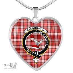 MacDougall Dress Scottish Clan Heart Necklacemother's day gifts, gifts for mom, best gift for girlfriend, Tartan Heart Necklace Jewelry, Gold Heart Necklace, Silver Heart Necklace, Plaid Heart Necklace