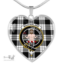 MacFarlane Black & White Scottish Clan Heart Necklacemother's day gifts, gifts for mom, best gift for girlfriend, Tartan Heart Necklace Jewelry, Gold Heart Necklace, Silver Heart Necklace, Plaid Heart Necklace