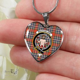 MacFarlane Ancient Scottish Clan Heart Necklacemother's day gifts, gifts for mom, best gift for girlfriend, Tartan Heart Necklace Jewelry, Gold Heart Necklace, Silver Heart Necklace, Plaid Heart Necklace