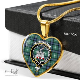 MacDonald Clan Ranald Of The Isles Hunting Ancient Scottish Clan Heart Necklacemother's day gifts, gifts for mom, best gift for girlfriend, Tartan Heart Necklace Jewelry, Gold Heart Necklace, Silver Heart Necklace, Plaid Heart Necklace