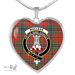 MacLean Of Duart Ancient Scottish Clan Heart Necklacemother's day gifts, gifts for mom, best gift for girlfriend, Tartan Heart Necklace Jewelry, Gold Heart Necklace, Silver Heart Necklace, Plaid Heart Necklace