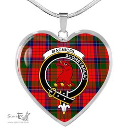 MacNicol Of Scorrybreac Scottish Clan Heart Necklacemother's day gifts, gifts for mom, best gift for girlfriend, Tartan Heart Necklace Jewelry, Gold Heart Necklace, Silver Heart Necklace, Plaid Heart Necklace