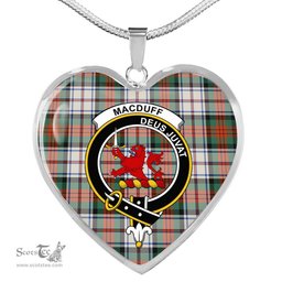 MacDuff Dress Ancient Scottish Clan Heart Necklacemother's day gifts, gifts for mom, best gift for girlfriend, Tartan Heart Necklace Jewelry, Gold Heart Necklace, Silver Heart Necklace, Plaid Heart Necklace