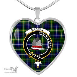 MacNeil Of Barra Modern Scottish Clan Heart Necklacemother's day gifts, gifts for mom, best gift for girlfriend, Tartan Heart Necklace Jewelry, Gold Heart Necklace, Silver Heart Necklace, Plaid Heart Necklace