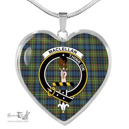 MacLellan Scottish Clan Heart Necklacemother's day gifts, gifts for mom, best gift for girlfriend, Tartan Heart Necklace Jewelry, Gold Heart Necklace, Silver Heart Necklace, Plaid Heart Necklace