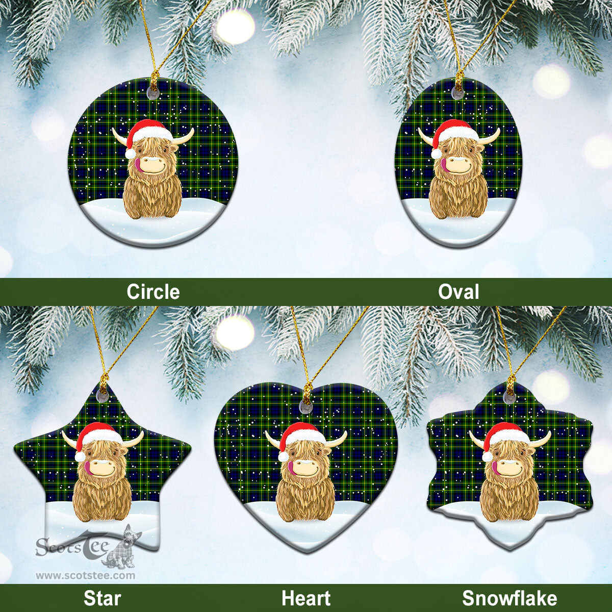 Scottish Campbell of Breadalbane Modern Tartan Christmas Ceramic Ornament - Highland Cows Style - Tartan Plaid Christmas Decor Scottish Plaid Tartan Plaid - ScotsTee - scotstee.com