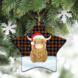 Scottish Brown Ancient Tartan Christmas Ceramic Ornament - Highland Cows Style - Tartan Plaid Christmas Decor Scottish Plaid Tartan Plaid - ScotsTee - scotstee.com