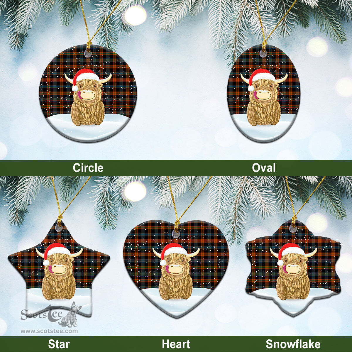 Scottish Brown Ancient Tartan Christmas Ceramic Ornament - Highland Cows Style - Tartan Plaid Christmas Decor Scottish Plaid Tartan Plaid - ScotsTee - scotstee.com