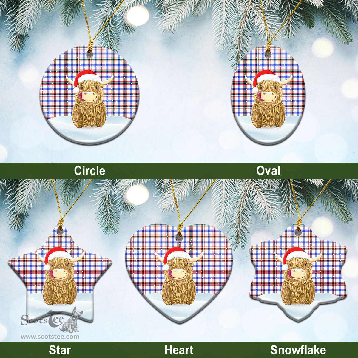 Scottish Boswell Modern Tartan Christmas Ceramic Ornament - Highland Cows Style - Tartan Plaid Christmas Decor Scottish Plaid Tartan Plaid - ScotsTee - scotstee.com