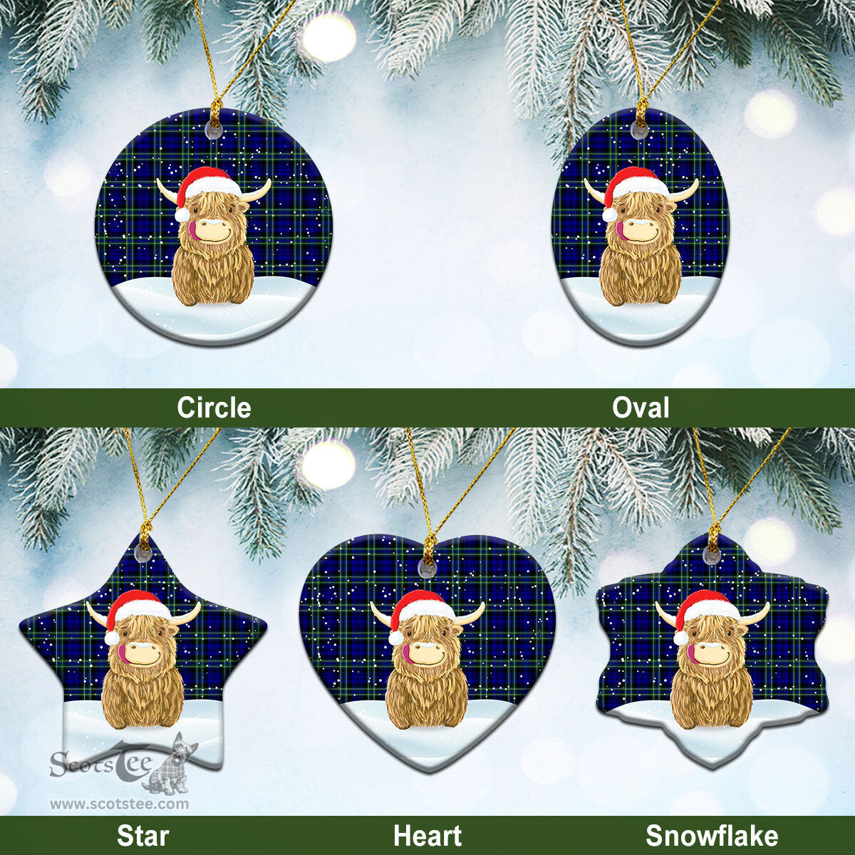 Scottish Arbuthnot Modern Tartan Christmas Ceramic Ornament - Highland Cows Style - Tartan Plaid Christmas Decor Scottish Plaid Tartan Plaid - ScotsTee - scotstee.com