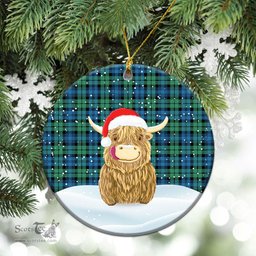 Scottish Campbell Ancient 01 Tartan Christmas Ceramic Ornament - Highland Cows Style - Tartan Plaid Christmas Decor Scottish Plaid Tartan Plaid - ScotsTee - scotstee.com