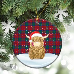 Scottish Auchinleck Tartan Christmas Ceramic Ornament - Highland Cows Style - Tartan Plaid Christmas Decor Scottish Plaid Tartan Plaid - ScotsTee - scotstee.com