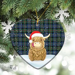 Scottish Cameron of Erracht Ancient Tartan Christmas Ceramic Ornament - Highland Cows Style - Tartan Plaid Christmas Decor Scottish Plaid Tartan Plaid - ScotsTee - scotstee.com