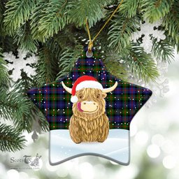 Scottish Fleming Tartan Christmas Ceramic Ornament - Highland Cows Style - Tartan Plaid Christmas Decor Scottish Plaid Tartan Plaid - ScotsTee - scotstee.com