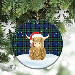 Scottish Fletcher Ancient Tartan Christmas Ceramic Ornament - Highland Cows Style - Tartan Plaid Christmas Decor Scottish Plaid Tartan Plaid - ScotsTee - scotstee.com