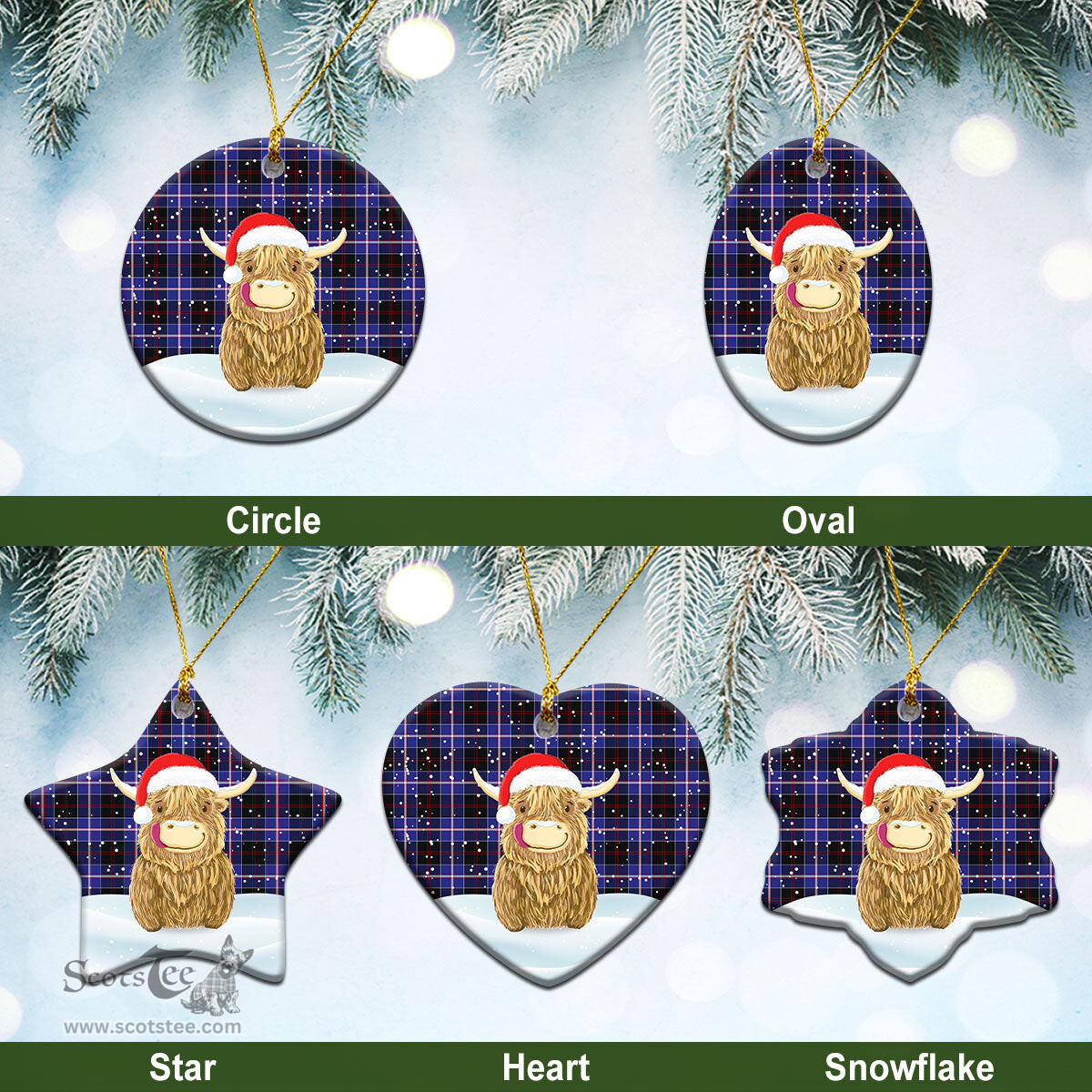 Scottish Dunlop Modern Tartan Christmas Ceramic Ornament - Highland Cows Style - Tartan Plaid Christmas Decor Scottish Plaid Tartan Plaid - ScotsTee - scotstee.com