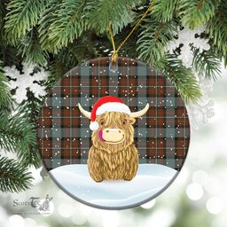 Scottish Fergusson Weathered Tartan Christmas Ceramic Ornament - Highland Cows Style - Tartan Plaid Christmas Decor Scottish Plaid Tartan Plaid - ScotsTee - scotstee.com