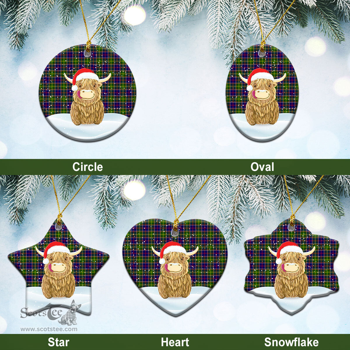 Scottish Dalrymple Tartan Christmas Ceramic Ornament - Highland Cows Style - Tartan Plaid Christmas Decor Scottish Plaid Tartan Plaid - ScotsTee - scotstee.com
