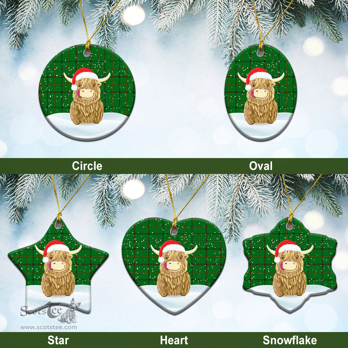 Scottish Don Tartan Christmas Ceramic Ornament - Highland Cows Style - Tartan Plaid Christmas Decor Scottish Plaid Tartan Plaid - ScotsTee - scotstee.com