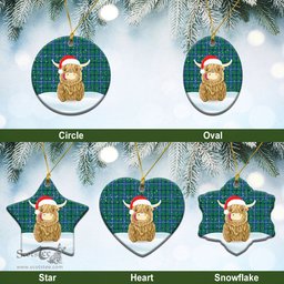 Scottish Douglas Ancient Tartan Christmas Ceramic Ornament - Highland Cows Style - Tartan Plaid Christmas Decor Scottish Plaid Tartan Plaid - ScotsTee - scotstee.com