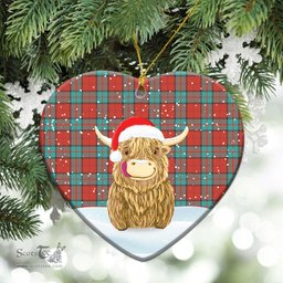 Scottish Dunbar Ancient Tartan Christmas Ceramic Ornament - Highland Cows Style - Tartan Plaid Christmas Decor Scottish Plaid Tartan Plaid - ScotsTee - scotstee.com