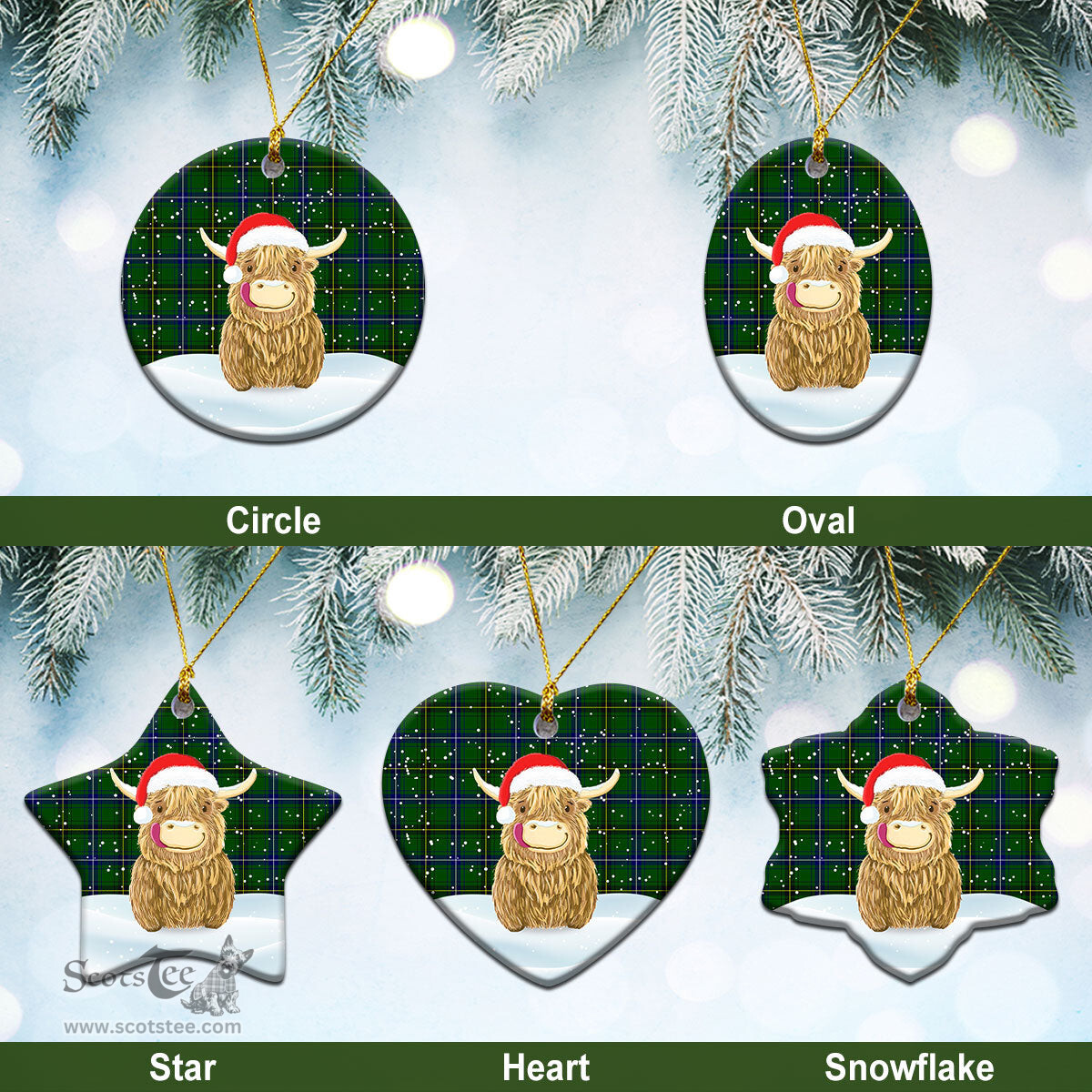 Scottish Henderson Modern Tartan Christmas Ceramic Ornament - Highland Cows Style - Tartan Plaid Christmas Decor Scottish Plaid Tartan Plaid - ScotsTee - scotstee.com