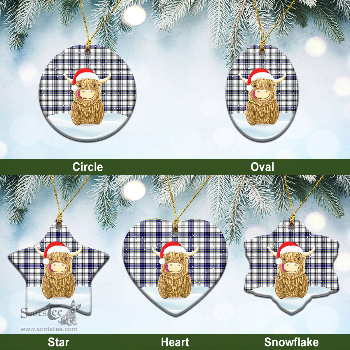 Scottish Hannay Modern Tartan Christmas Ceramic Ornament - Highland Cows Style - Tartan Plaid Christmas Decor Scottish Plaid Tartan Plaid - ScotsTee - scotstee.com