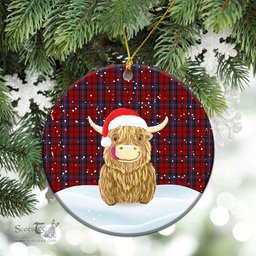 Scottish Kelly of Sleat Red Tartan Christmas Ceramic Ornament - Highland Cows Style - Tartan Plaid Christmas Decor Scottish Plaid Tartan Plaid - ScotsTee - scotstee.com