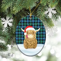 Scottish Galbraith Ancient Tartan Christmas Ceramic Ornament - Highland Cows Style - Tartan Plaid Christmas Decor Scottish Plaid Tartan Plaid - ScotsTee - scotstee.com