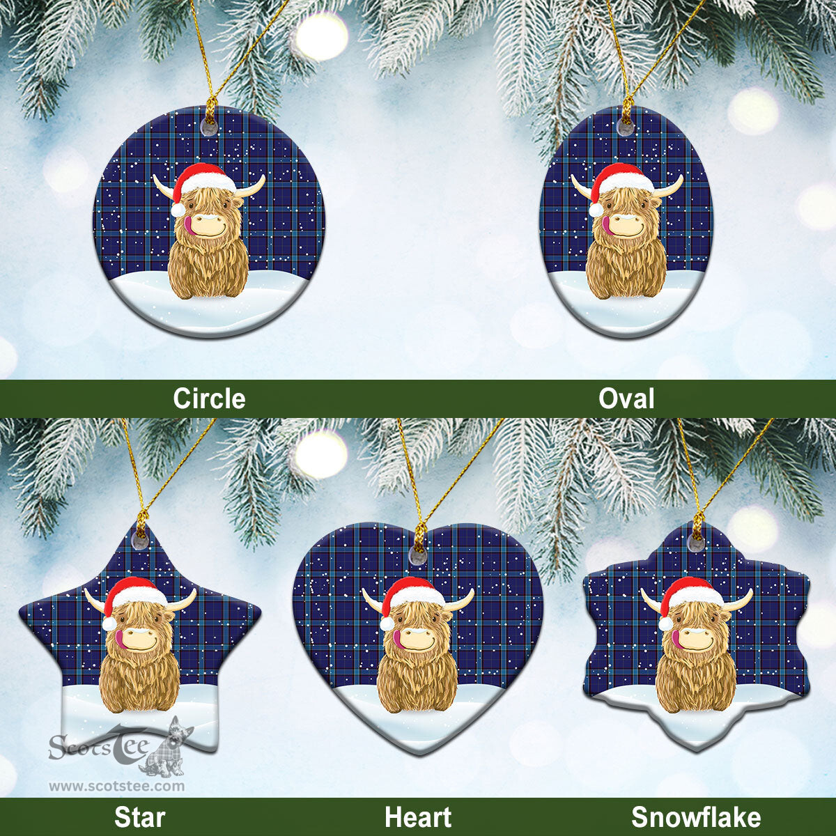 Scottish Kirkaldy Tartan Christmas Ceramic Ornament - Highland Cows Style - Tartan Plaid Christmas Decor Scottish Plaid Tartan Plaid - ScotsTee - scotstee.com
