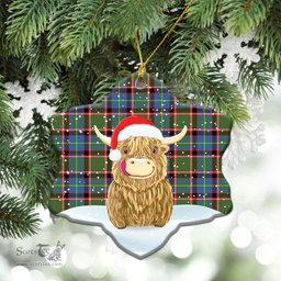 Scottish Glass Tartan Christmas Ceramic Ornament - Highland Cows Style - Tartan Plaid Christmas Decor Scottish Plaid Tartan Plaid - ScotsTee - scotstee.com