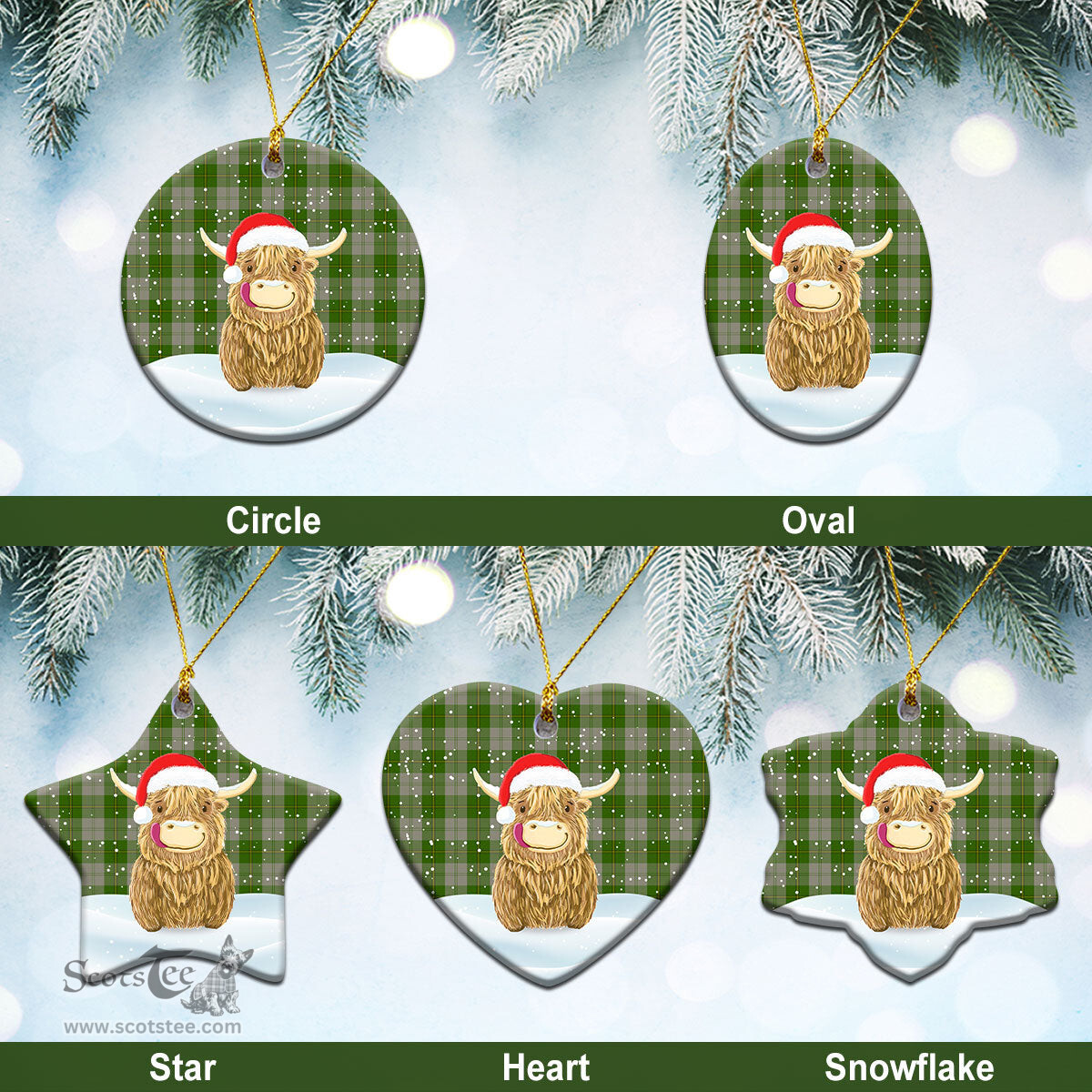Scottish Cunningham Dress Green Dancers Tartan Christmas Ceramic Ornament - Highland Cows Style - Tartan Plaid Christmas Decor Scottish Plaid Tartan Plaid - ScotsTee - scotstee.com