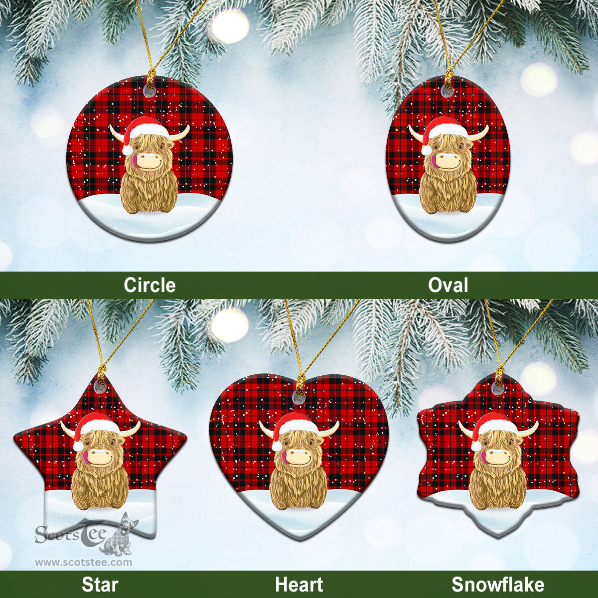 Scottish Hogg Tartan Christmas Ceramic Ornament - Highland Cows Style - Tartan Plaid Christmas Decor Scottish Plaid Tartan Plaid - ScotsTee - scotstee.com