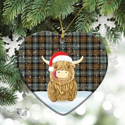 Scottish Gordon Weathered Tartan Christmas Ceramic Ornament - Highland Cows Style - Tartan Plaid Christmas Decor Scottish Plaid Tartan Plaid - ScotsTee - scotstee.com