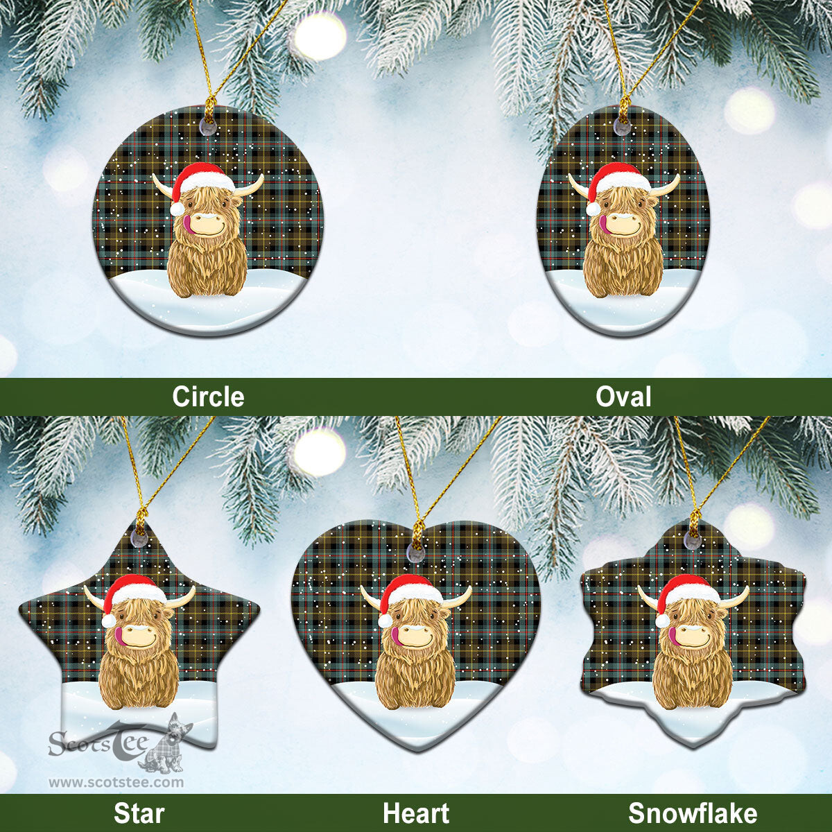 Scottish Farquharson Weathered Tartan Christmas Ceramic Ornament - Highland Cows Style - Tartan Plaid Christmas Decor Scottish Plaid Tartan Plaid - ScotsTee - scotstee.com