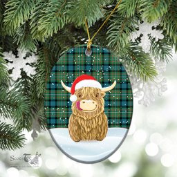 Scottish Ferguson Ancient Tartan Christmas Ceramic Ornament - Highland Cows Style - Tartan Plaid Christmas Decor Scottish Plaid Tartan Plaid - ScotsTee - scotstee.com