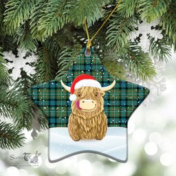 Scottish Ferguson Ancient Tartan Christmas Ceramic Ornament - Highland Cows Style - Tartan Plaid Christmas Decor Scottish Plaid Tartan Plaid - ScotsTee - scotstee.com