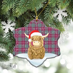 Scottish Crawford Ancient Tartan Christmas Ceramic Ornament - Highland Cows Style - Tartan Plaid Christmas Decor Scottish Plaid Tartan Plaid - ScotsTee - scotstee.com