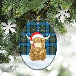 Scottish Fergusson Ancient Tartan Christmas Ceramic Ornament - Highland Cows Style - Tartan Plaid Christmas Decor Scottish Plaid Tartan Plaid - ScotsTee - scotstee.com