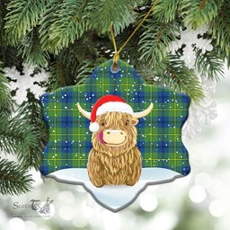 Scottish Johnstone Ancient Tartan Christmas Ceramic Ornament - Highland Cows Style - Tartan Plaid Christmas Decor Scottish Plaid Tartan Plaid - ScotsTee - scotstee.com