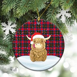Scottish Carrick District Tartan Christmas Ceramic Ornament - Highland Cows Style - Tartan Plaid Christmas Decor Scottish Plaid Tartan Plaid - ScotsTee - scotstee.com