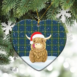 Scottish Clelland Tartan Christmas Ceramic Ornament - Highland Cows Style - Tartan Plaid Christmas Decor Scottish Plaid Tartan Plaid - ScotsTee - scotstee.com