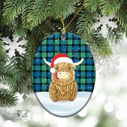 Scottish Gunn Ancient Tartan Christmas Ceramic Ornament - Highland Cows Style - Tartan Plaid Christmas Decor Scottish Plaid Tartan Plaid - ScotsTee - scotstee.com