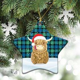 Scottish Gunn Ancient Tartan Christmas Ceramic Ornament - Highland Cows Style - Tartan Plaid Christmas Decor Scottish Plaid Tartan Plaid - ScotsTee - scotstee.com