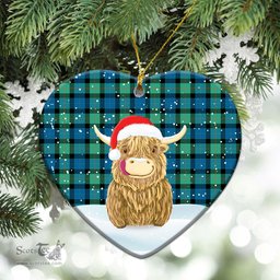 Scottish Gunn Ancient Tartan Christmas Ceramic Ornament - Highland Cows Style - Tartan Plaid Christmas Decor Scottish Plaid Tartan Plaid - ScotsTee - scotstee.com